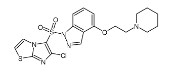 1-[(6-chloroimidazo[2,1-b][1,3]thiazol-5-yl)sulfonyl]-4-[2-(piperidin-1-yl)ethoxy]-1H-indazole结构式