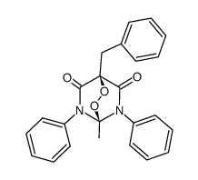 1-Benzyl-4-methyl-5,8-diphenyl-2,3-dioxa-5,8-diaza-bicyclo[2.2.2]octane-6,7-dione结构式