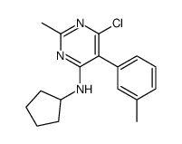 6-氯-n-环戊基-2-甲基-5-(3-甲基苯基)嘧啶-4-胺结构式