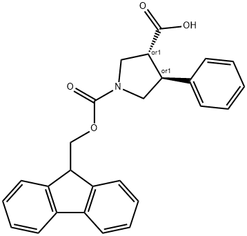(3R,4S)-1-[(9H-fluoren-9-ylmethoxy)carbonyl]-4-phenyl-3-pyrrolidinecarboxylic acid Structure