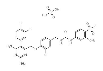 4-[[3-chloro-4-[[2,6-diamino-5-(3,4-dichlorophenyl)pyrimidin-4-yl]methoxy]phenyl]methylcarbamoylamino]-2-methyl-benzenesulfonyl fluoride; sulfuric acid结构式