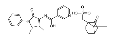 (7,7-dimethyl-3-oxo-4-bicyclo[2.2.1]heptanyl)methanesulfonic acid,N-(1,5-dimethyl-3-oxo-2-phenylpyrazol-4-yl)pyridine-3-carboxamide结构式