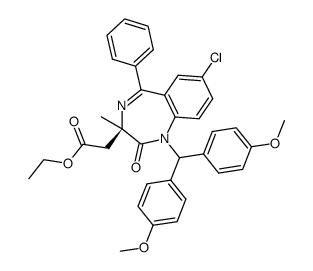 (3R)-(-)-1-di(p-anisyl)methyl-7-chloro-3-ethoxycarbonylmethyl-1,3-dihydro-3-methyl-5-phenyl-2H-1,4-benzodiazepin-2-one Structure