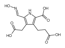 3-(2-carboxy-ethyl)-4-carboxymethyl-5-(hydroxyimino-methyl)-pyrrole-2-carboxylic acid Structure