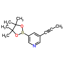 3-(1-Propyn-1-yl)-5-(4,4,5,5-tetramethyl-1,3,2-dioxaborolan-2-yl)pyridine结构式