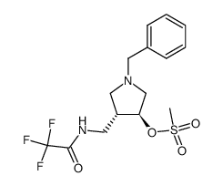 (3S,4R)-1-benzyl-4-((2,2,2-trifluoroacetamido)methyl)pyrrolidin-3-yl methanesulfonate Structure