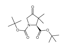 (S)-di-tert-butyl 3,3-dimethyl-4-oxopyrrolidine-1,2-dicarboxylate结构式