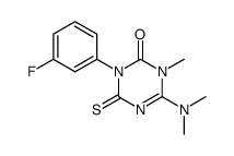 6-dimethylamino-3-(3-fluoro-phenyl)-1-methyl-4-thioxo-3,4-dihydro-1H-[1,3,5]triazin-2-one结构式