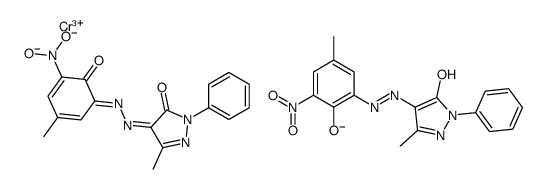 hydrogen bis[2,4-dihydro-4-[(2-hydroxy-5-methyl-3-nitrophenyl)azo]-5-methyl-2-phenyl-3H-pyrazol-3-onato(2-)]chromate(1-)结构式