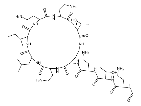 (2S,3R)-2-[[(2S)-4-amino-2-formamidobutanoyl]amino]-N-[(2S)-4-amino-1-oxo-1-[[(3S,6S,9S,12S,15R,18S,21S)-6,9,18-tris(2-aminoethyl)-12-[(2S)-butan-2-yl]-3-[(1R)-1-hydroxyethyl]-15-(2-methylpropyl)-2,5,8,11,14,17,20-heptaoxo-1,4,7,10,13,16,19-heptazacyclotr结构式