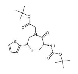 tert-butyl 2-((2S,6R)-6-((tert-butoxycarbonyl)amino)-5-oxo-2-(thiophen-2-yl)-1,4-thiazepan-4-yl)acetate结构式