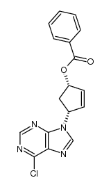 (1'R,4'S)-4'-benzoyloxy-1'-(6-chloro-9H-purin-9-yl)cyclopent-2'-ene structure