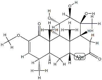 11α,12β,13-Trihydroxy-2-methoxypicras-2-ene-1,16-dione结构式