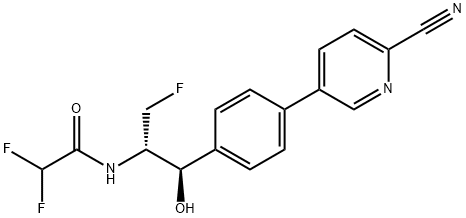 N-{(1R,2S)-1-[4-(6-Cyano-3-pyridinyl)phenyl]-3-fluoro-1-hydroxy-2-propanyl}-2,2-difluoroacetamide结构式