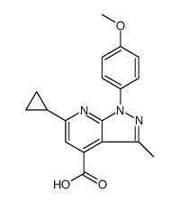 1H-Pyrazolo[3,4-b]pyridine-4-carboxylic acid, 6-cyclopropyl-1-(4-methoxyphenyl)-3-methyl结构式