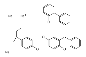 trisodium,2-benzyl-4-chlorophenolate,4-(2-methylbutan-2-yl)phenolate,2-phenylphenolate Structure