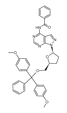 4-benzoylamino-1-(2,3-dideoxy-β-D-glycero-pentofuranosyl)-5'-O-(4,4'-dimethoxytriphenylmethyl)-1H-pyrazolo[3,4-d]pyrimidine Structure