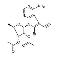 (2R,3R,4R,5R)-2-(4-amino-6-bromo-5-cyano-7H-pyrrolo[2,3-d]pyrimidin-7-yl)-5-methyltetrahydrofuran-3,4-diyl diacetate Structure