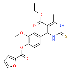 ethyl 4-[4-(2-furoyloxy)-3-methoxyphenyl]-6-methyl-2-thioxo-1,2,3,4-tetrahydro-5-pyrimidinecarboxylate structure