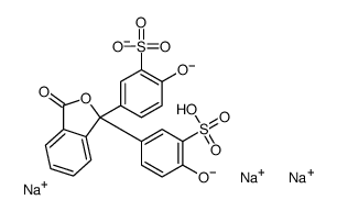 trisodium alpha-(4-hydroxy-3-sulphonatophenyl)-alpha-(4-oxo-3-sulphonatocyclohexa-2,5-dienylidene)-alpha-toluate结构式