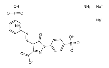 4,5-dihydro-5-oxo-4-[(3-phosphonophenyl)azo]-1-(4-sulphophenyl)-1H-pyrazole-3-carboxylic acid, ammonium sodium salt结构式