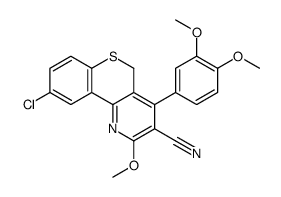 9-chloro-4-(3,4-dimethoxyphenyl)-2-methoxy-5H-thiochromeno[4,3-b]pyridine-3-carbonitrile结构式