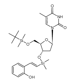 1-((2R,4S,5R)-5-(((tert-butyldimethylsilyl)oxy)methyl)-4-(((E)-2-hydroxystyryldimethylsilyl)oxy)tetrahydrofuran-2-yl)-5-methylpyrimidine-2,4(1H,3H)-dione结构式