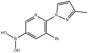 5-Bromo-6-(3-methyl-1H-pyrazol-1-yl)pyridine-3-boronic acid structure