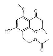 (R)-6-(2-Acetoxyethyl)-2,3-dihydro-5-hydroxy-7-methoxy-2-methyl-4H-1-benzopyran-4-one结构式