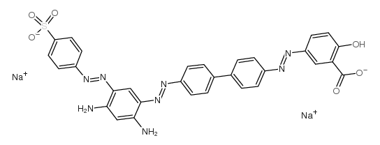 Benzoic acid,5-[2-[4'-[2-[2,4-diamino-5-[2-(4-sulfophenyl)diazenyl]phenyl]diazenyl][1,1'-biphenyl]-4-yl]diazenyl]-2-hydroxy-,sodium salt (1:2) Structure