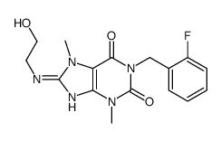 1-[(2-fluorophenyl)methyl]-8-(2-hydroxyethylamino)-3,7-dimethylpurine-2,6-dione结构式