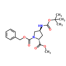 1-Benzyl 2-methyl (2R,4S)-4-({[(2-methyl-2-propanyl)oxy]carbonyl}amino)-1,2-pyrrolidinedicarboxylate结构式