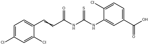 4-chloro-3-[[[[3-(2,4-dichlorophenyl)-1-oxo-2-propenyl]amino]thioxomethyl]amino]-benzoic acid结构式