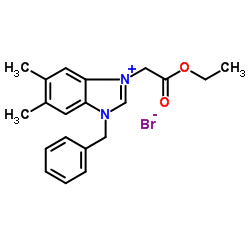 1-Benzyl-3-(2-ethoxy-2-oxoethyl)-5,6-dimethyl-1H-benzimidazol-3-ium bromide Structure