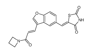 5-({3-[3-azetidin-1-yl-3-oxoprop-1-en-1-yl]-1-benzofuran-5-yl}methylene)-1,3-thiazolidine-2,4-dione Structure