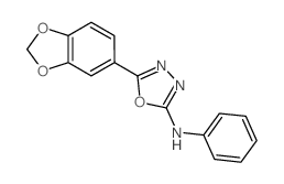 5-(1,3-benzodioxol-5-yl)-N-phenyl-1,3,4-oxadiazol-2-amine structure