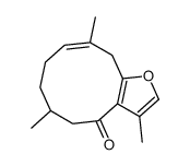 3,6,10-trimethyl-6,7,8,11-tetrahydro-5H-cyclodeca[b]furan-4-one Structure