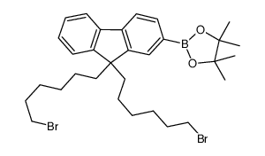 2-(9,9-Bis(6-bromohexyl)-9H-fluoren-2-yl)-4,4,5,5-tetramethyl-1,3,2-boronic acid ester Structure