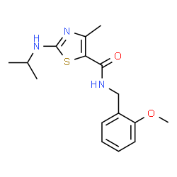 N-(2-methoxybenzyl)-4-methyl-2-(propan-2-ylamino)-1,3-thiazole-5-carboxamide结构式