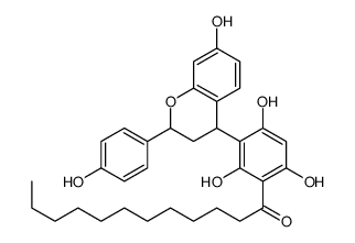 1-[2,4,6-trihydroxy-3-[7-hydroxy-2-(4-hydroxyphenyl)-3,4-dihydro-2H-chromen-4-yl]phenyl]dodecan-1-one结构式