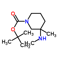 2-Methyl-2-propanyl 3-methyl-3-(methylamino)-1-piperidinecarboxylate picture