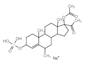 Pregn-4-en-20-one,17-(acetyloxy)-6-methyl-3-(phosphonooxy)-, disodium salt, (3b,6a)- (9CI)结构式