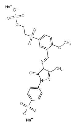 disodium p-[4,5-dihydro-4-[[2-methoxy-5-[[2-(sulphonatooxy)ethyl]sulphonyl]phenyl]azo]-3-methyl-5-oxo-1H-pyrazol-1-yl]benzenesulphonate structure