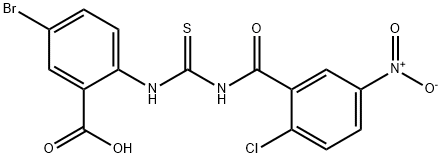 5-bromo-2-[[[(2-chloro-5-nitrobenzoyl)amino]thioxomethyl]amino]-benzoic acid structure