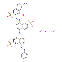 2-Naphthalenesulfonic acid, 8-[(7-amino-1-hydroxy-3-sulfo- 2-naphthalenyl)azo]-5-[[4-(phenylazo)-6-sulfo-1-naphthalenyl]azo]-, trisodium salt picture