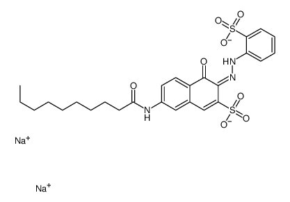 disodium 4-hydroxy-7-[(1-oxodecyl)amino]-3-[(2-sulphonatophenyl)azo]naphthalene-2-sulphonate Structure