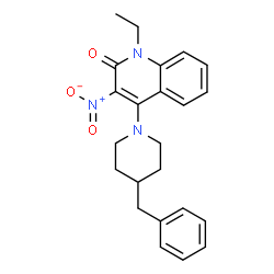 4-(4-Benzyl-1-piperidinyl)-1-ethyl-3-nitro-2(1H)-quinolinone结构式