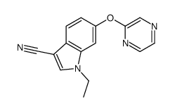 1-ethyl-6-pyrazin-2-yloxyindole-3-carbonitrile结构式