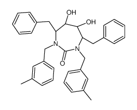 (4R,5S,6S,7R)-4,7-dibenzyl-5,6-dihydroxy-1,3-bis[(3-methylphenyl)methyl]-1,3-diazepan-2-one Structure