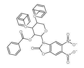 2-Benzoxazolinone,5,6-dinitro-3-b-D-ribopyranosyl-,2',3',4'-tribenzoate (8CI)结构式